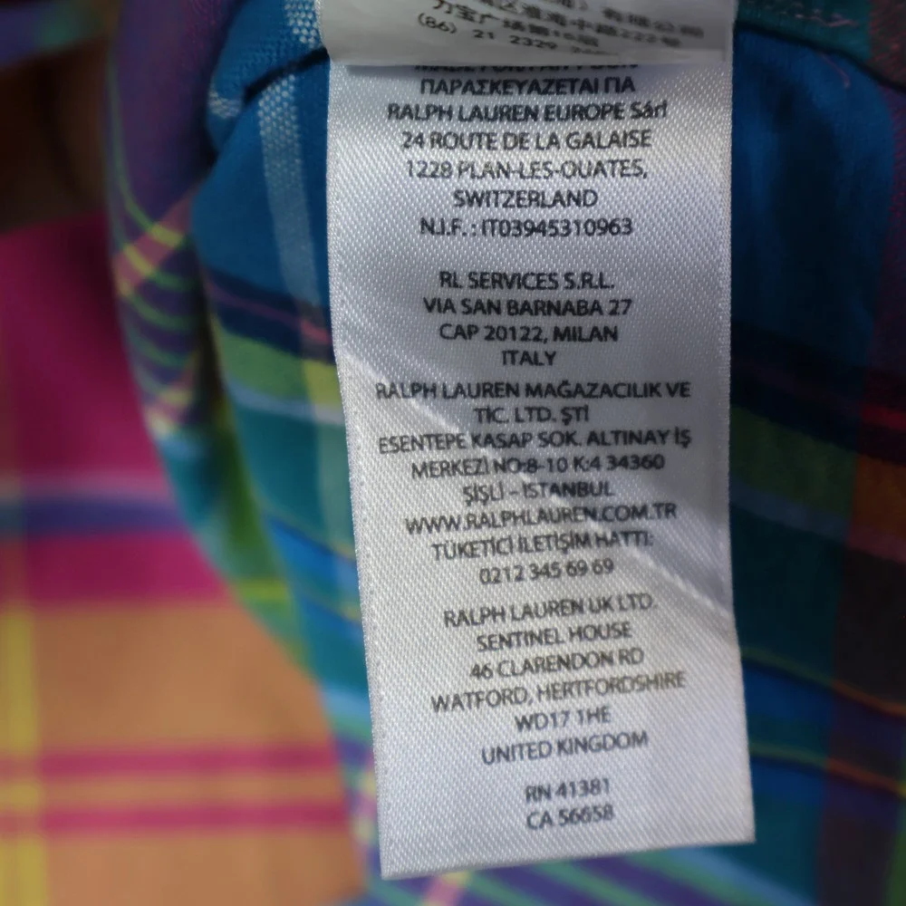 Polo Ralph Lauren Mens 2XB Untucked Fit Madras Plaid Short Sleeve Shirt Multi